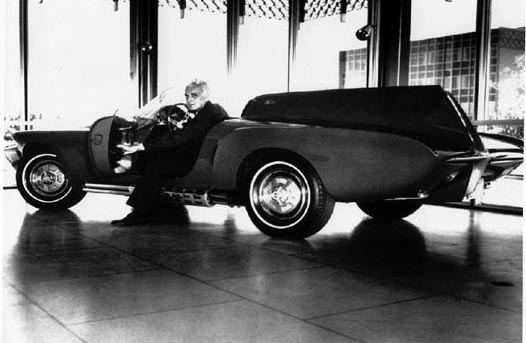 Virgil Exner with his XNR Concept Car
