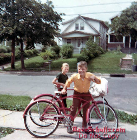 Dave & Brother Doug about to do afternoon paper route 1966